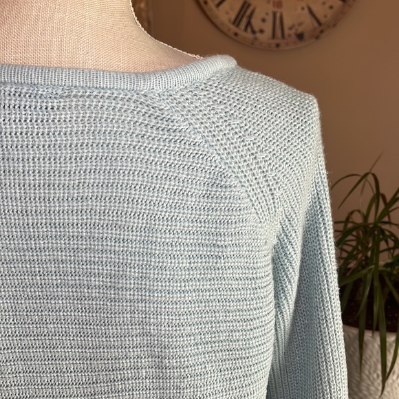 Ana Crewneck Sweater Criss-Cross Sleeve Detail Size XL Light Blue - Picture 10 of 13
